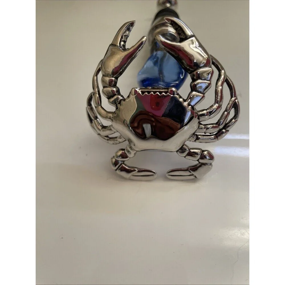Metal Crab Blue  Art Glass Wine‎ Bottle Stopper Crustacean Zodiac Sign Cancer